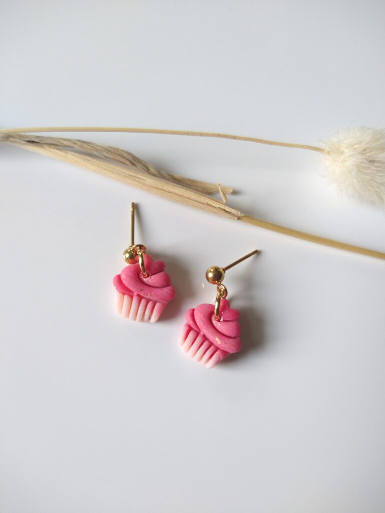 Oorbel cupcake roze