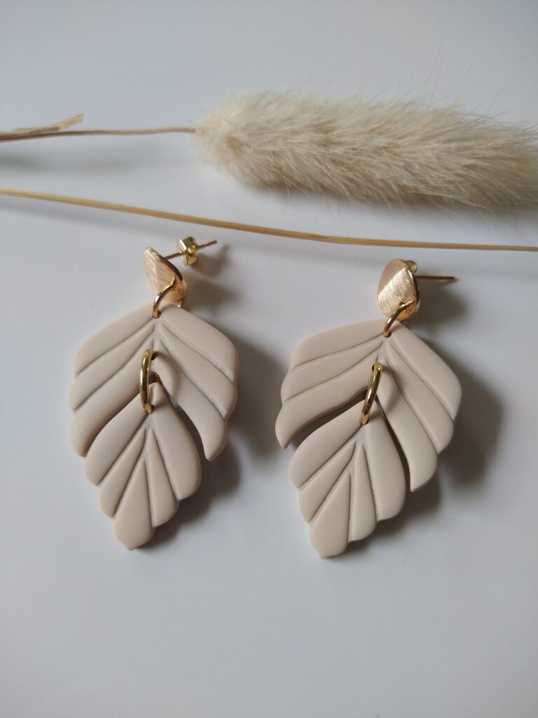 Oorbel blad groot - sand